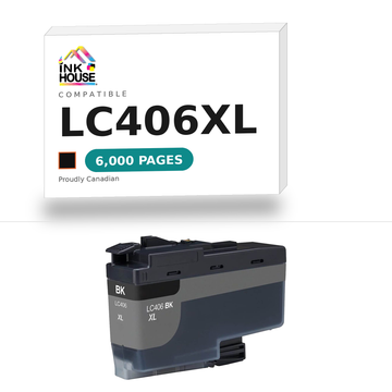 Brother LC406XL Black compatible ink cartridge, 6,000 pages