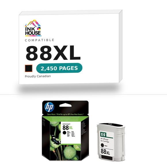 88XL Black compatible ink cartridge, 2,450 pages