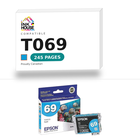 T069 Cyan compatible ink cartridge, 245 pages