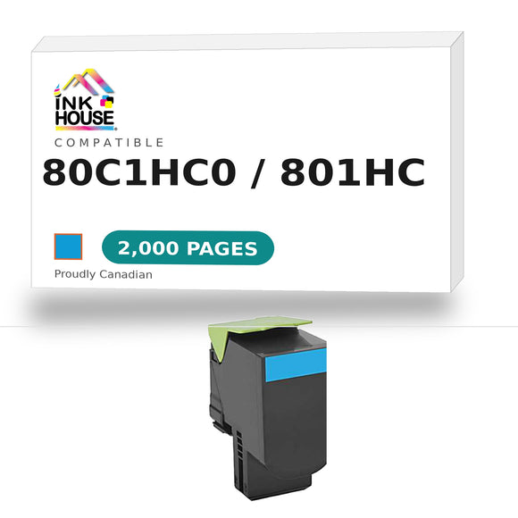 Remanufactured  Lexmark 80C1HC0 (801HC) Cyan Toner Cartridge
