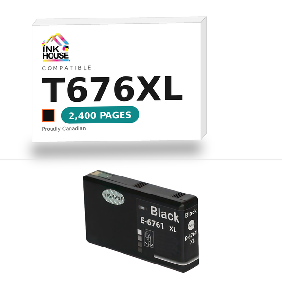 T676XL Black compatible ink cartridge, 2,400 pages