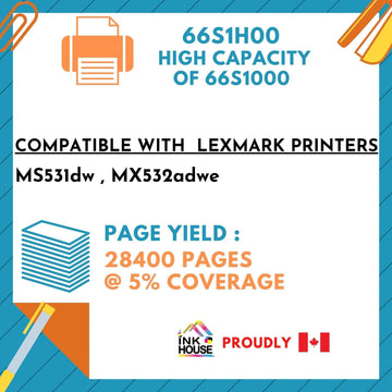 Compatible with 66S1H00 Toner Cartridge  High Capacity of 66S1000 (28400 Pages) use in MS531dw , MX532adwe - 0