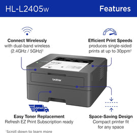 Brother HL-L2405W Home Office-Ready Monochrome Laser Printer - 0