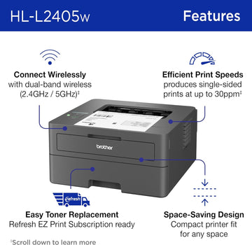 Brother HL-L2405W Home Office-Ready Monochrome Laser Printer - 0