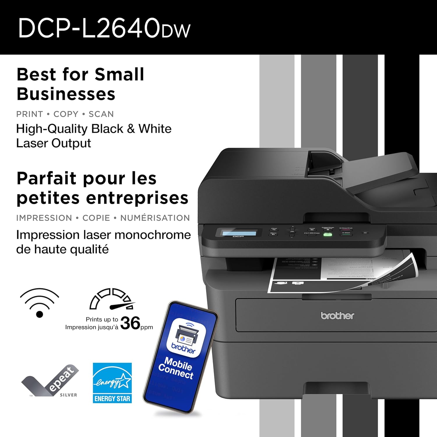 Brother DCP-L2640DW Business-Ready Monochrome Multifunction Laser Printer