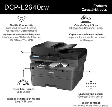 Brother DCP-L2640DW Business-Ready Monochrome Multifunction Laser Printer - 0