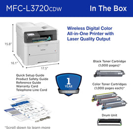 Brother MFC-L3720CDW Wireless All-in-One Colour Laser Printer - 0