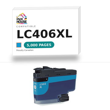 Brother LC406XL Cyan compatible ink cartridge, 5,000 pages