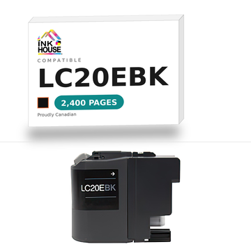 Brother LC20EBK Black compatible ink cartridge, 2,400 pages
