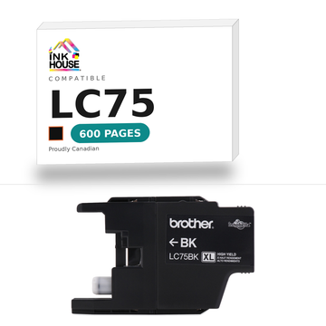 Brother LC75 Black compatible ink cartridge, 600 pages