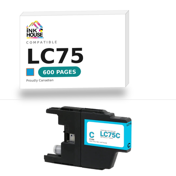 Brother LC75 Cyan compatible ink cartridge, 600 pages