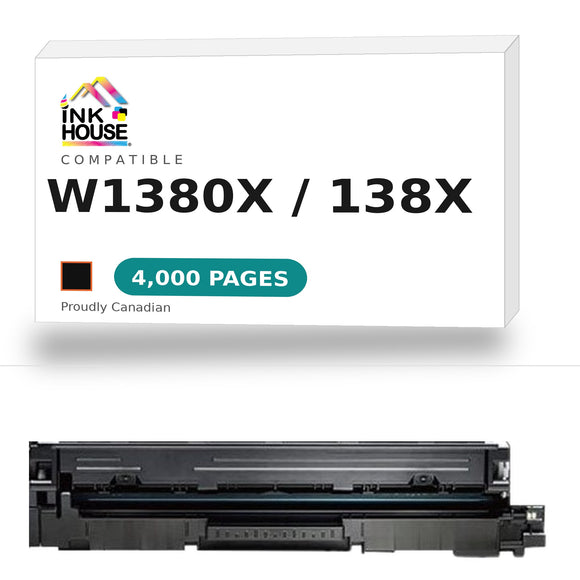 Compatible HP 138X W1380X Black Toner Cartridge High Yield  With Chip