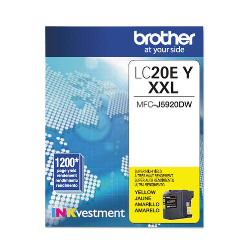 Brother LC20EY Original Yellow Ink Cartridge Extra High Yield for use in MFCJ5920DW, MFCJ775DW, MFCJ775DW XL, MFCJ785DW, MFCJ985DW, MFCJ985DW XL
