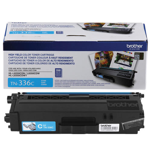 BROTHER TN336C Original Cyan Toner Cartridge High Yield for use in HLL8250CDN, HLL8350CDW, HLL8350CDWT, MFCL8600CDW, MFCL8850CDW