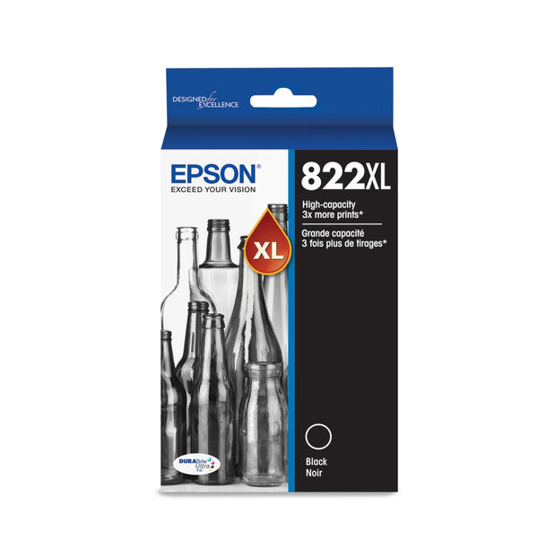 Epson T822XL T822XL120-S Original Black Ink Cartridge High Yield for use in WorkForce Pro WF-3820, WorkForce Pro WF-4820, WorkForce Pro WF-4830, WorkForce Pro WF-4834