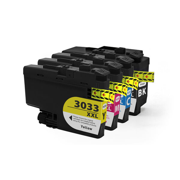 Brother LC3033 Compatible Ink Cartridge Combo Extra High Yield BK/C/M/Y for use in MFC-J805DW, MFC-J995DW, MFC-J995DW XL