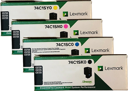 Lexmark 74C1SK0 74C1SC0 74C1SM0 74C1SY0 Original Toner Cartridge Combo BK/C/M/Y