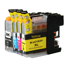Brother LC 103XL New Compatible Inkjet Cartridges - Combo Pack of 4 (LC103 BK,C,M,Y)