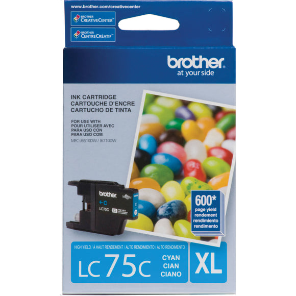 Brother LC75C Cyan Ink Cartridge, High Yield