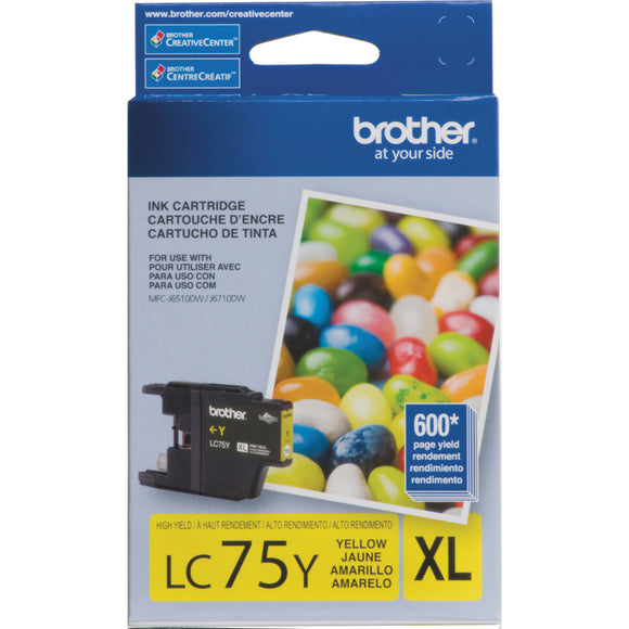 Brother LC75Y Yellow Ink Cartridge, High Yield