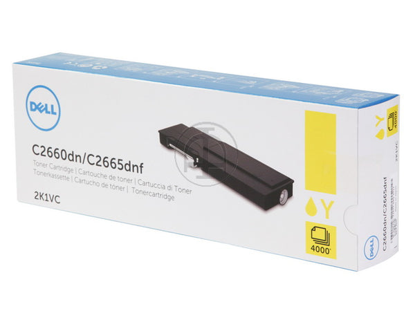 Dell Toner Cartridge, Laser, High Yield, Yellow, (2K1VC)