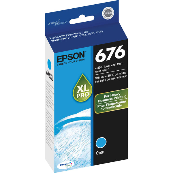 Original Epson® 676XL Cyan Ink Cartridge, High-Yield (T676XL220)