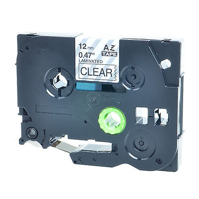 COMPATIBLE Brother Label Tape, 12mm Black on Clear, TZE131