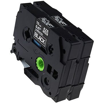 COMPATIBLE Brother Label Tape, 12mm White on Black, TZE335